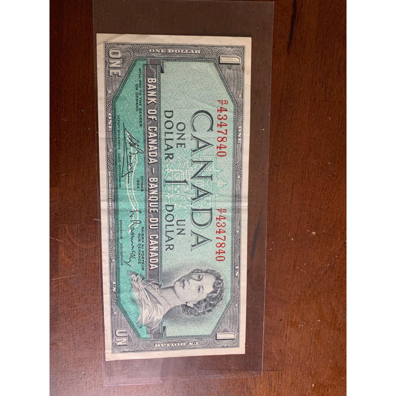 消逝女王-加拿大1954年年輕女王1元