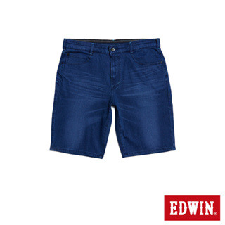 EDWIN 加大碼 JERSEYS 迦績 EJ3棉復古休閒短褲(拔洗藍)-男款