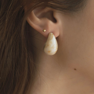 925銀針｜琥珀水滴耳環/amber water drop earrings