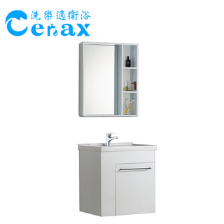 【CERAX洗樂適衛浴】100%防水PVC發泡板浴櫃60CM 冷熱面盆龍頭 全開放式鏡櫃 衛浴三件組