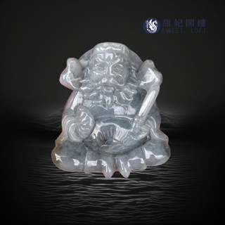 天然翡翠緬甸玉A貨 冰烏雞鍾馗玉墜 立體精雕s28