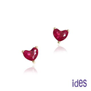 ides愛蒂思鑽石 日系彩寶系列設計款晶鑽耳環/愛心紅