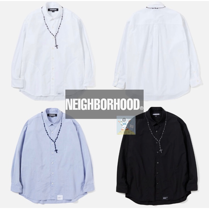 NEIGHBORHOOD 23SS CROSS EMBROIDERY SHIRT LS 十字架 項鍊 長袖襯衫