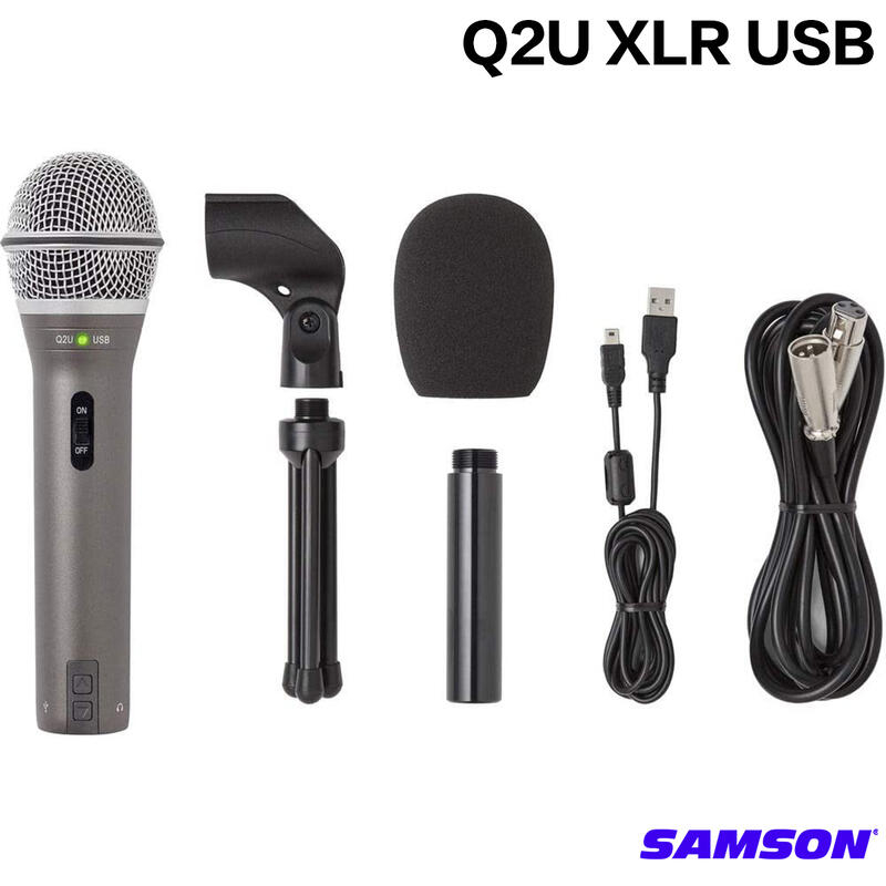 【又昇樂器】Samson Q2U XLR USB 兩用/動圈式/直播/錄音/遠端/會議/IPhone 麥克風