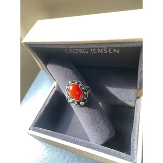 Georg Jensen喬治傑生GJ#21絕版丹麥製紅玉髓戒指