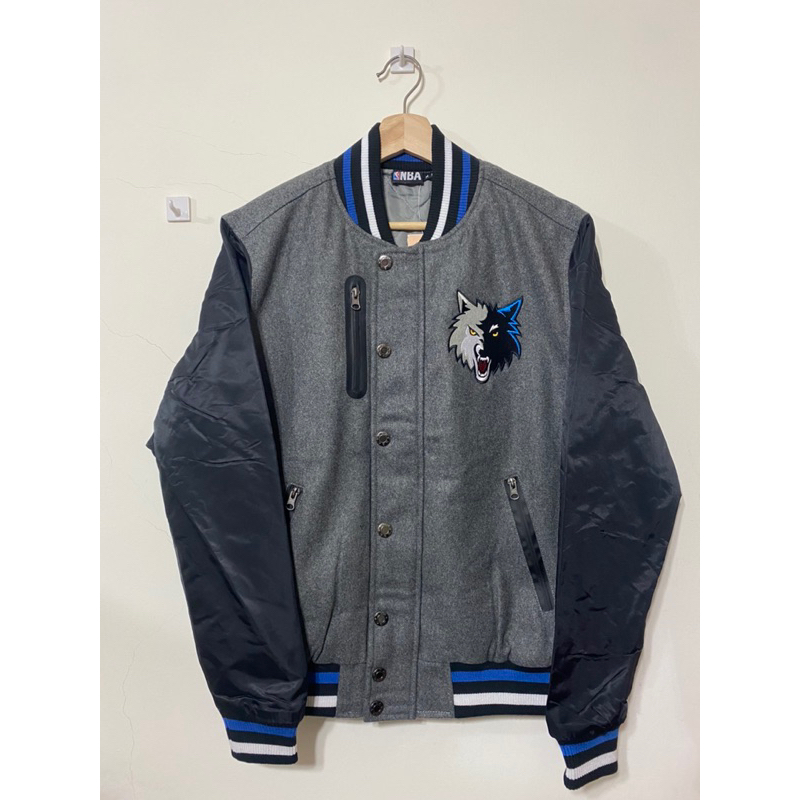 NBA jacket 灰狼隊羊毛繡花棒球外套