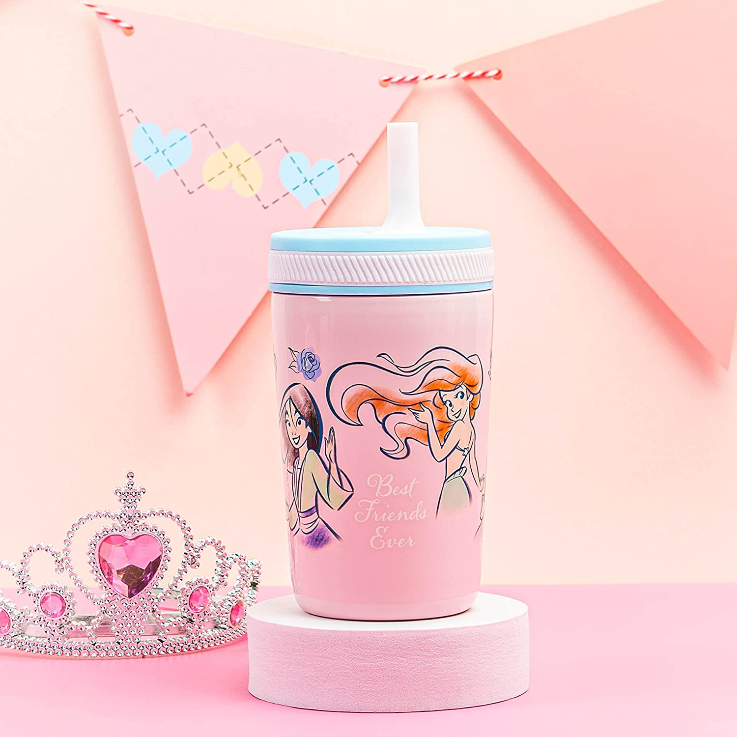 預購 350ML不鏽鋼款 🚀空運🚀美國迪士尼 公主 小美人魚 兒童水杯 吸管水壺 吸管水杯 保溫保冰 貝兒公主 保溫杯