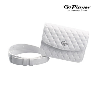 【GoPlayer】女高爾夫萬用腰包皮帶-白.黑 (高爾夫女用腰包 格紋腰包 休閒球包 皮帶腰包)