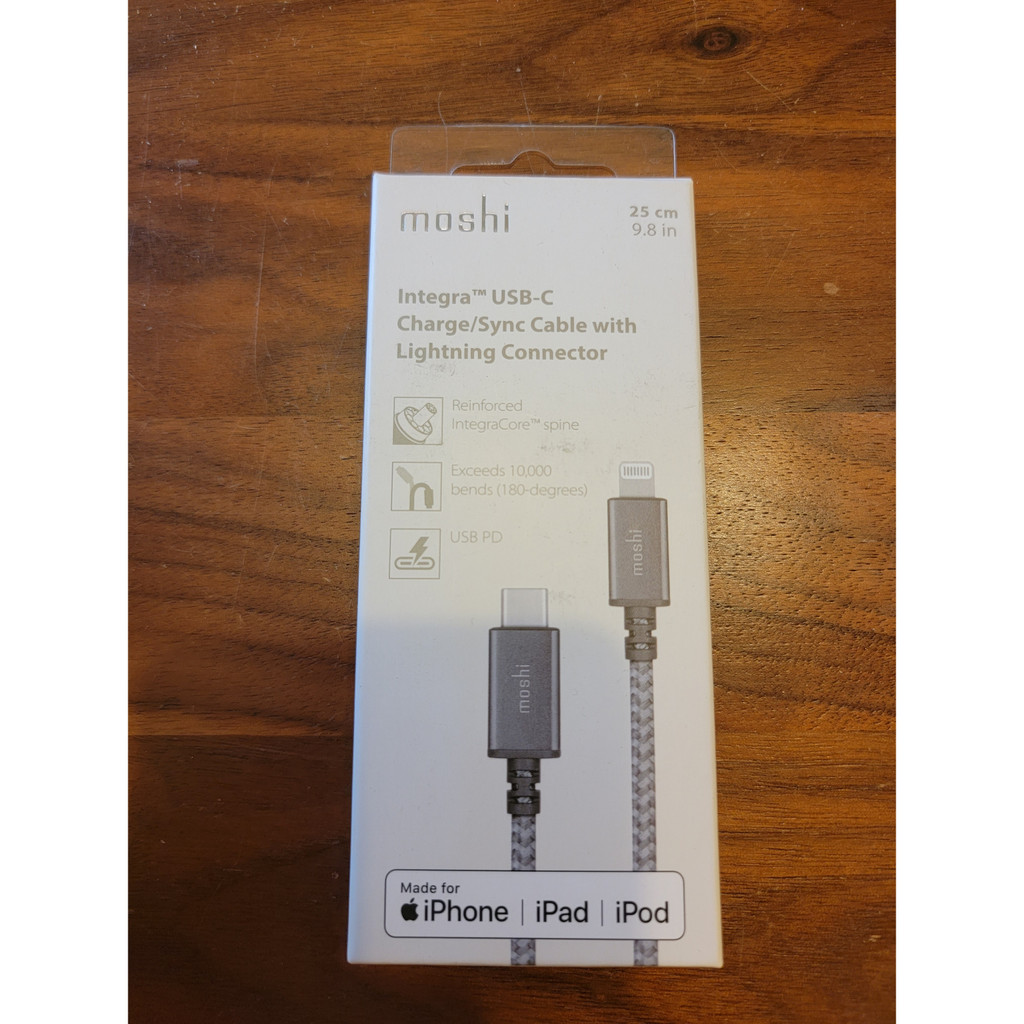 [全新現貨, 特價優惠]Moshi Integra強韌系列USB-C to Lightning充電傳輸編織線 0.25m