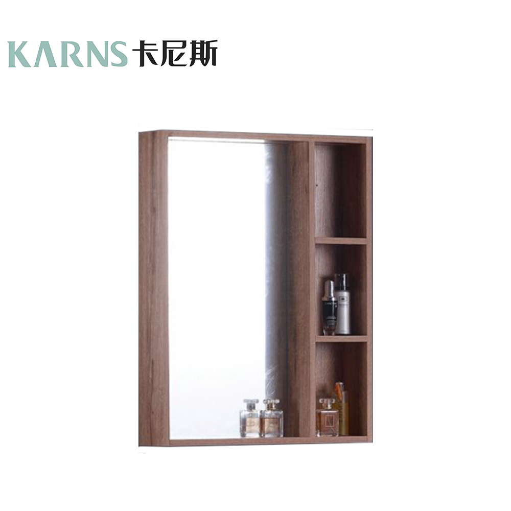 45cm木紋開放鏡櫃、化妝鏡 PVC防水發泡板 100%防水 鏡子 收納鏡櫃 (D-12-22C)
