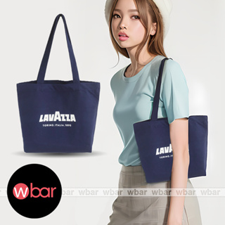 wbar☆日本限定LAVAZZA深藍色肩背帆布袋 側背帆布包 側背包 單肩包 肩背包 手提袋 購物袋 經典字母包包