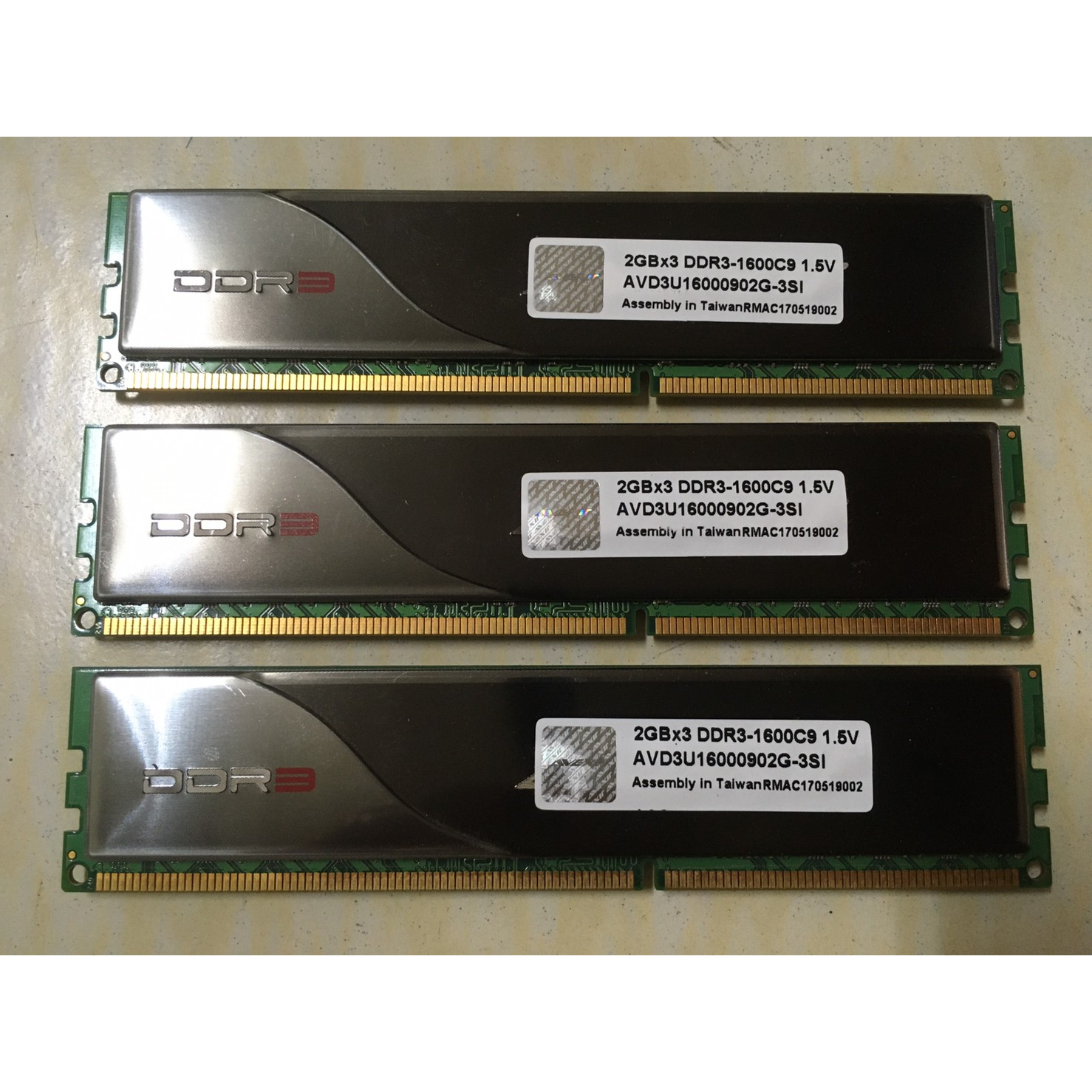 ．私人好貨．二手．記憶體．未測試 單片【宇帷 AVEXIR DDR3 1600C9 2x3GB 1.5V】中古 零件機