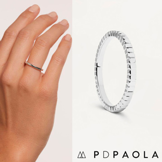 PD PAOLA 西班牙時尚潮牌 方格紋戒指 簡約銀色戒指 LEA