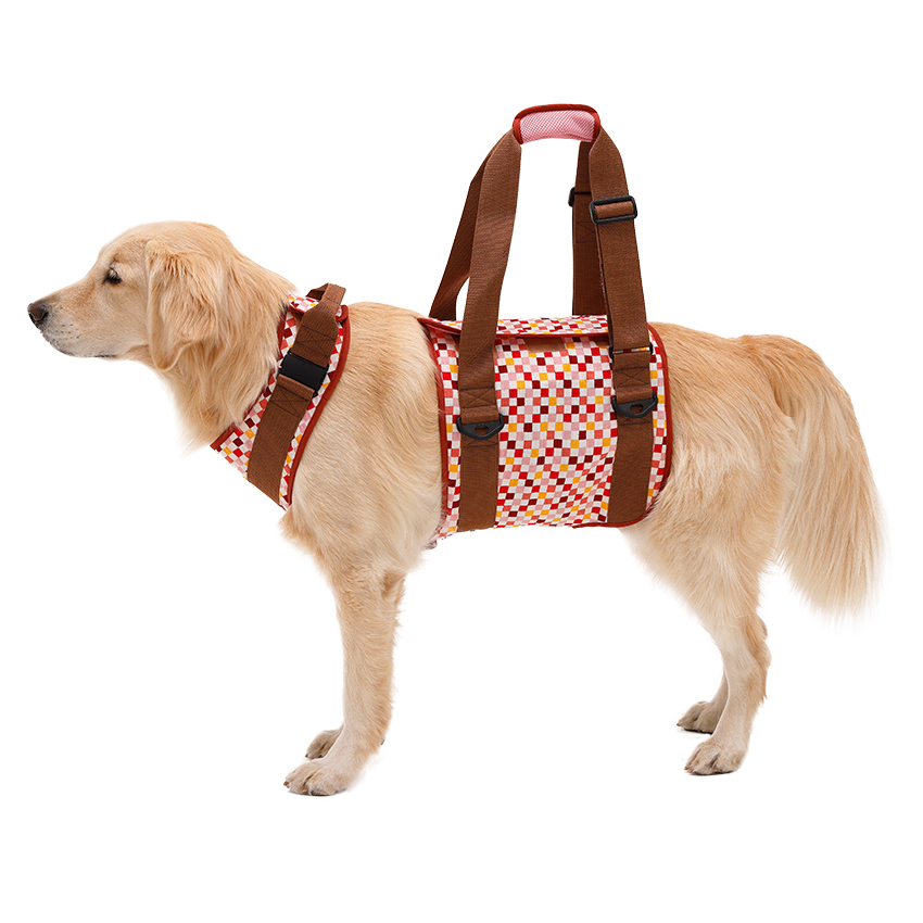LaLawalk大型犬/中型犬/步行輔助帶輔助衣-粉彩方格/老犬/輔助用品/寵物介護