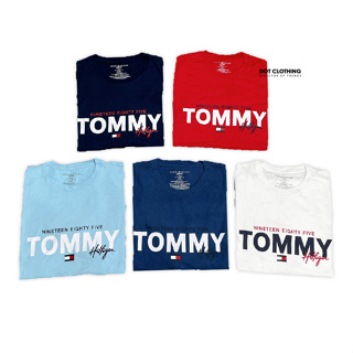 Tommy Hilfiger 美版 夏日限定 偏大 黑 水藍 白 紅 草寫 短T 大LOGO 短袖 純棉 DOT聚點