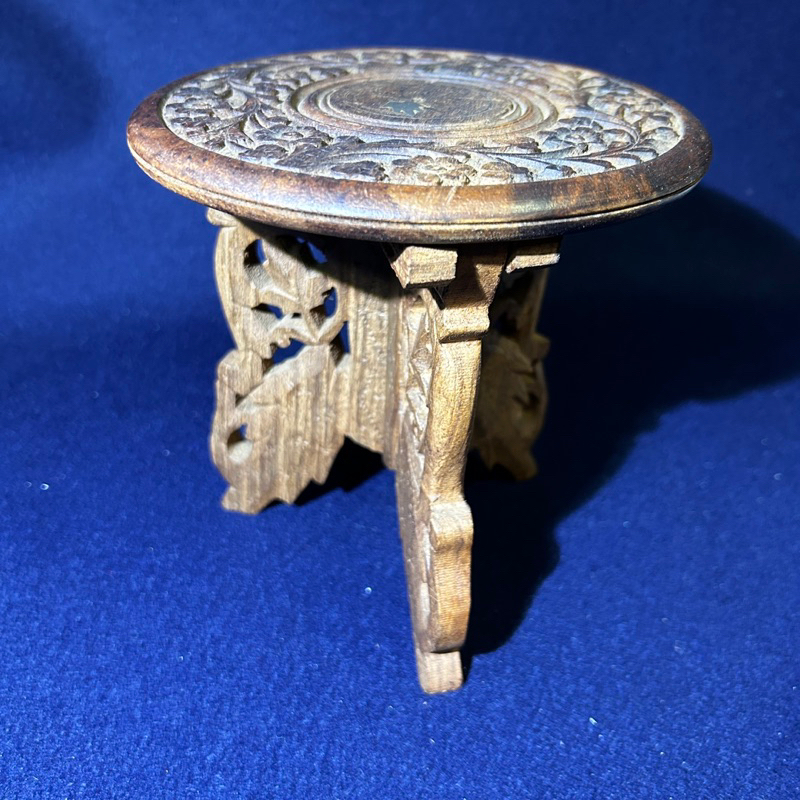 【日本現貨直送】迷你木雕小桌 裝飾品 手工製 INDIA 可拆開收納 中古品 0525505