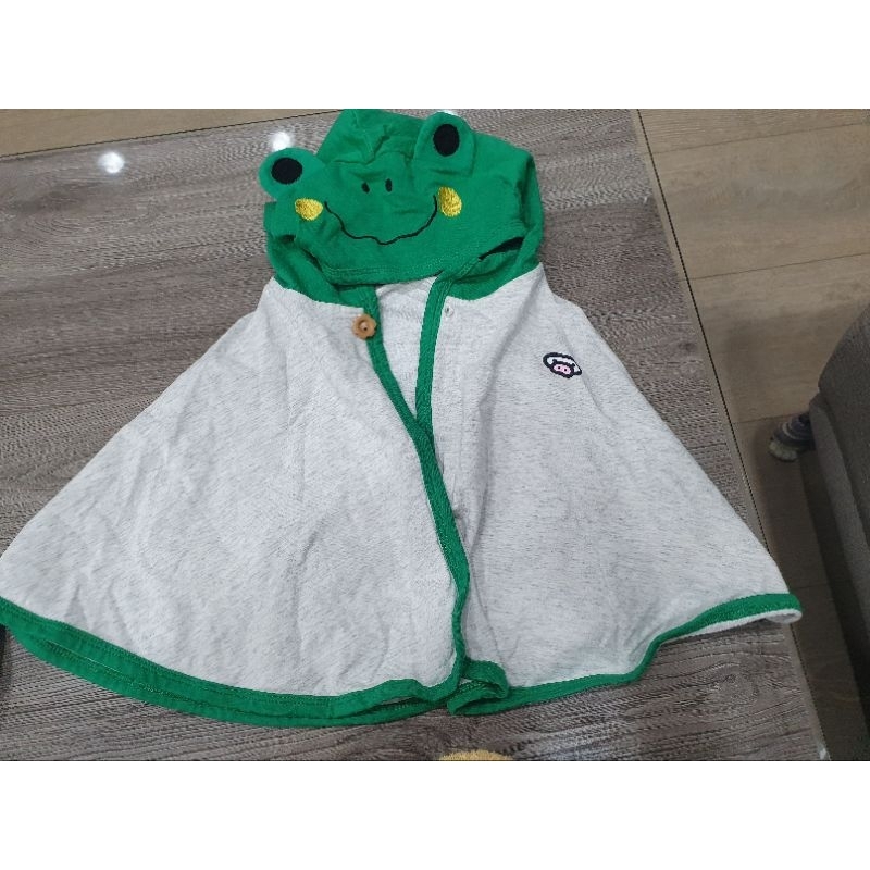 （二手）香港迪士尼小熊維尼浴巾+小青蛙披風