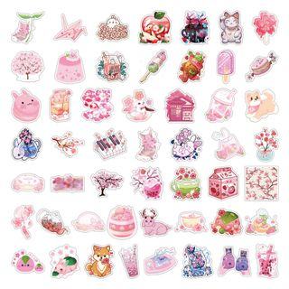 台灣出貨 50張不同款 衣 日本 粉色 風格 獎勵貼紙 可貼在 安全帽 手賬 筆電 ipad 水杯 手機殼 裝飾貼紙