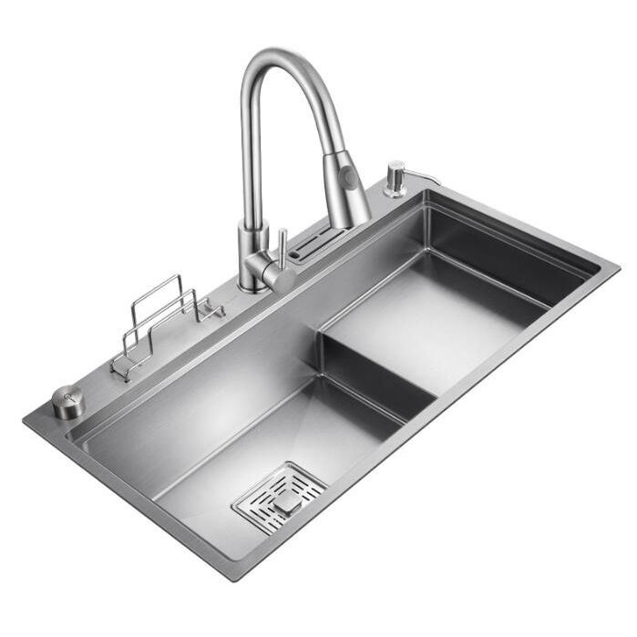 304不鏽鋼水槽階梯水槽廚房高低水池洗菜盆洗碗池加厚大單槽