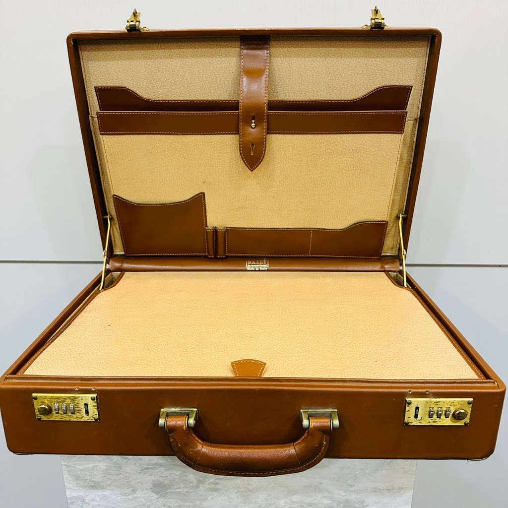 BALLY 棕色皮革公事包 復古箱包 公文箱 vintage 旅行包 箱包