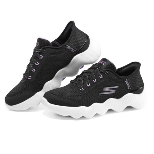 SKECHERS 女款 健走鞋 波浪底 舒適 柔軟 124916BKLV Sneakers542