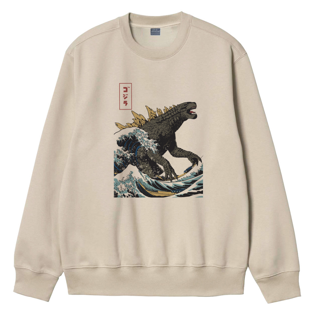 Godzilla Hokusai Monster 大學T 刷毛 5色 授權哥吉拉服飾Tokyo日本海嘯浮世繪武士
