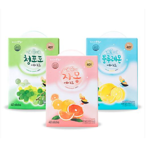 韓國代購TIGER MAMA-ADE水果沖泡飲料3種口味-藍檸檬.白葡萄.葡萄柚15gx40包