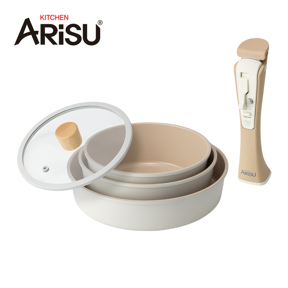 韓國Arisu 可拆式陶瓷不沾鍋5件組20cm