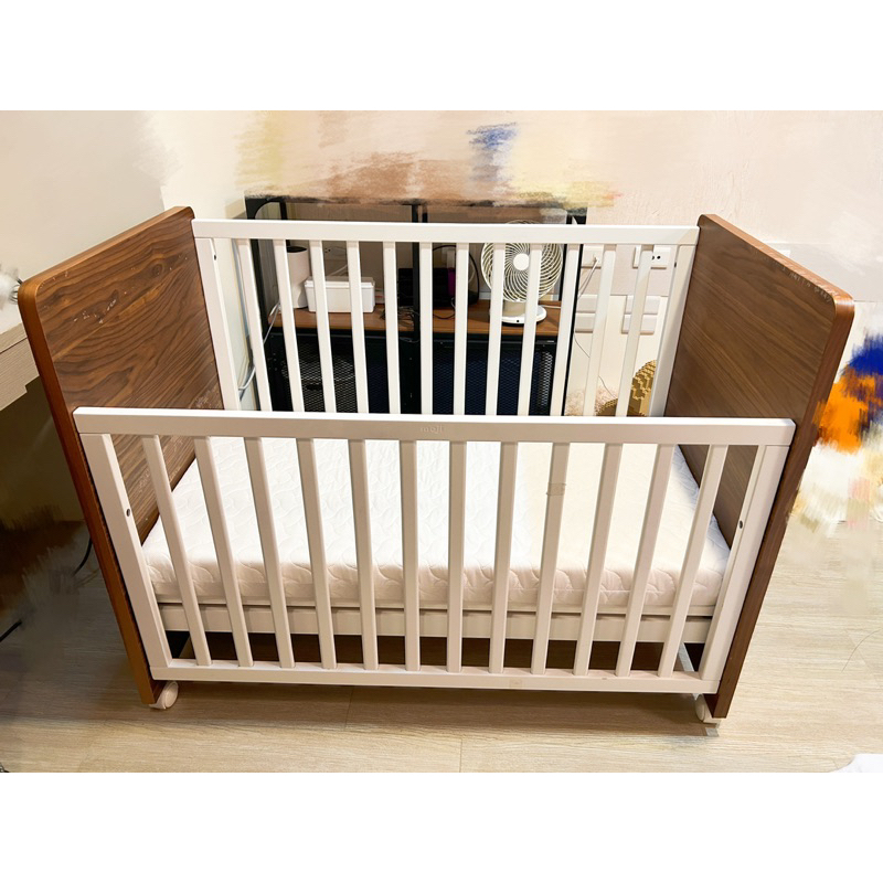 moji-DREAMY 成長型原木嬰兒床 (琥珀棕) （限台南自取）