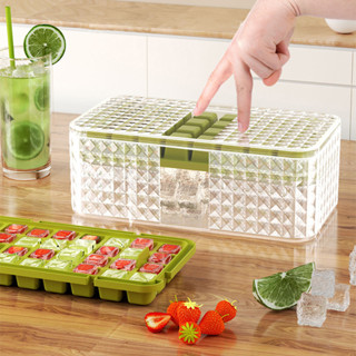 【臺灣現貨】新品 製冰塊模具 家用製冰 冰箱製冰盒 自製冰格食品級按壓冰格 凍冰塊一鍵脫冰