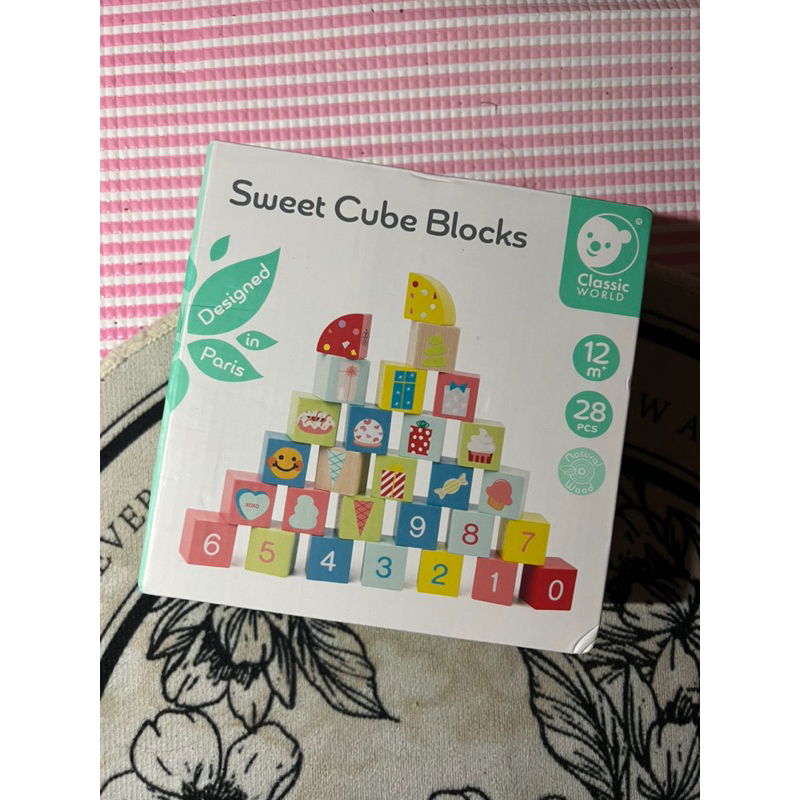 《全新》100%正品德國🇩🇪Classic World 木製的甜蜜積木sweet cube blocks~👶28pcs