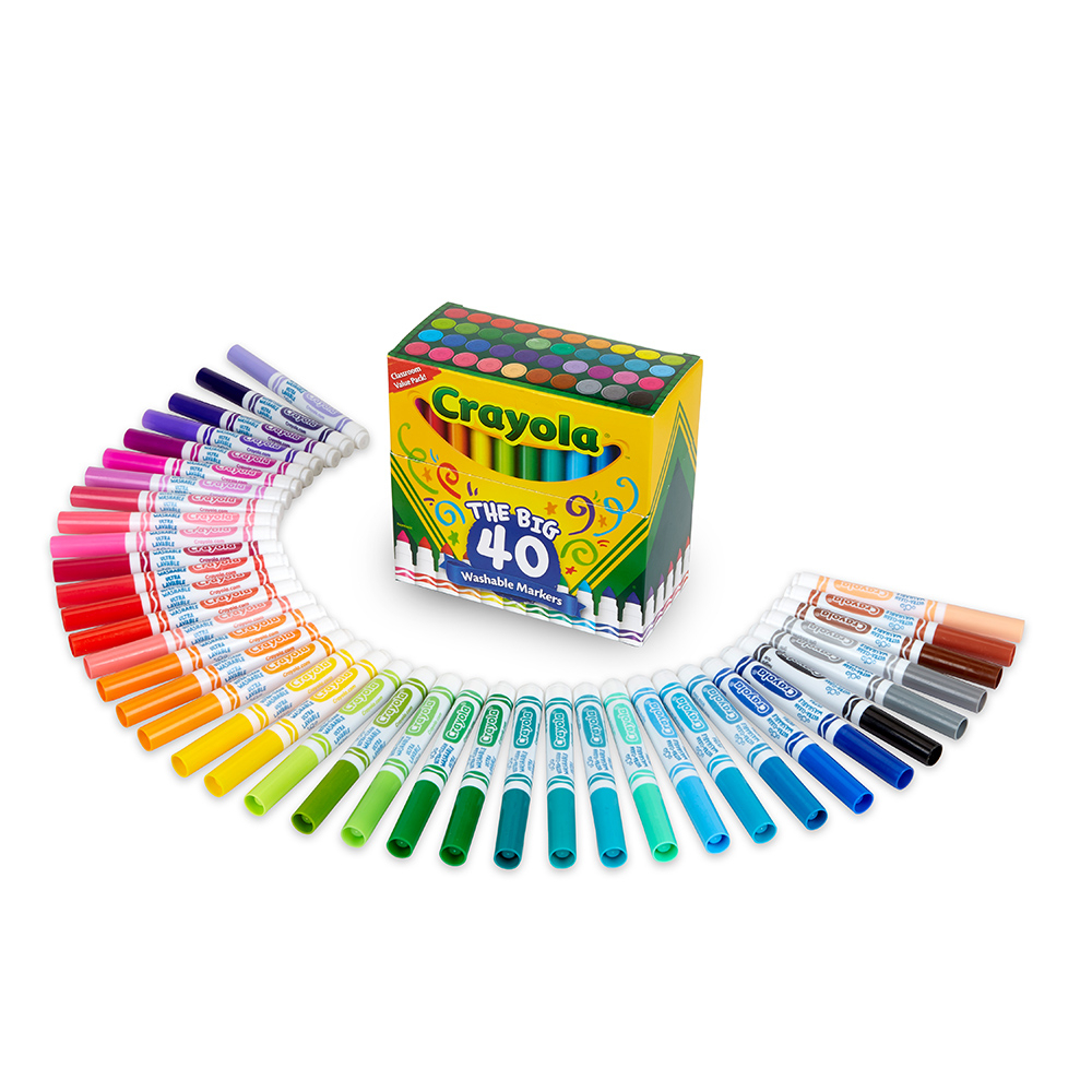 【美國繪兒樂Crayola】可水洗錐頭彩色筆40色｜可水洗 最高AP安全認證  幼童適用