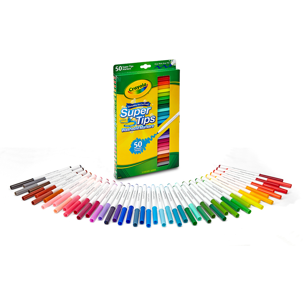【美國繪兒樂Crayola】可水洗細桿彩色筆50色｜書寫流暢 顏色飽滿準確 可水洗特性 幼童適用