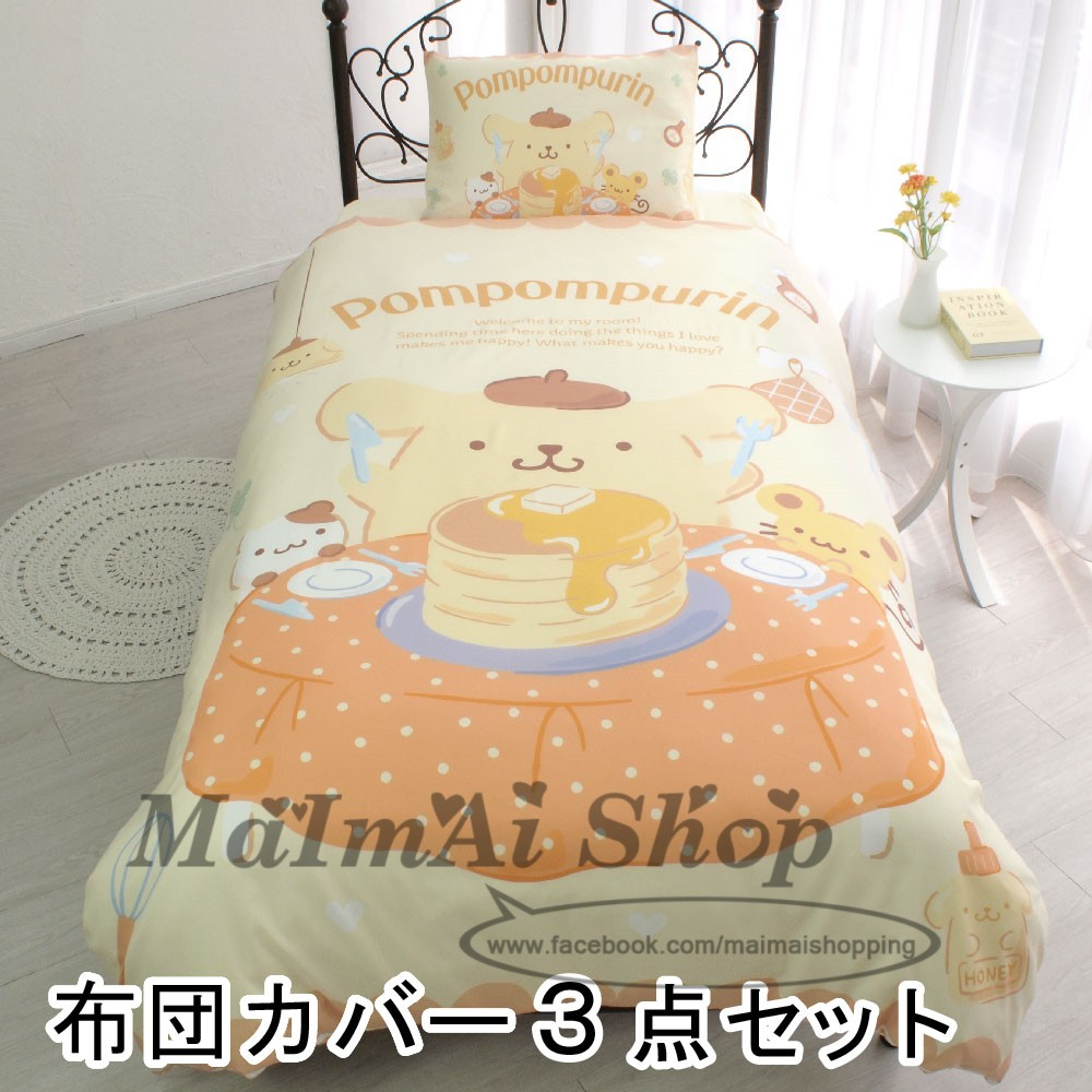 【MAIMAI SHOP♥】日韓精品 =預購 日本代購 三麗鷗 布丁狗 甜點 鬆餅 單人床包 床單 三件套組