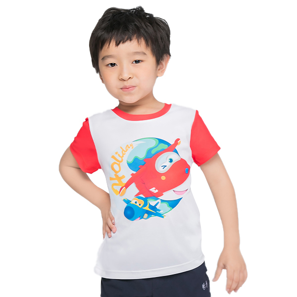 【WIWI】歡樂杰特防曬排汗涼感衣(純淨白 童80-130)超級飛俠 台灣製造 吸濕排汗 瞬間涼感 雙重涼感 數位印花