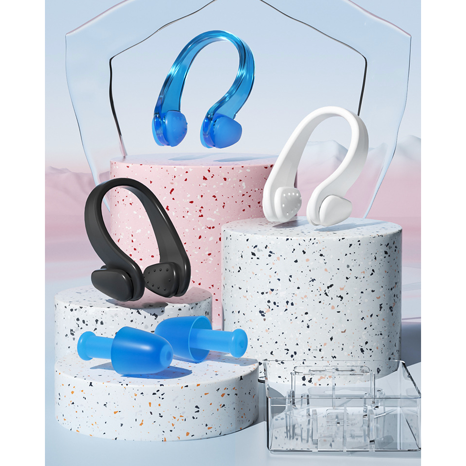 姵蒂屋 矽膠盒裝鼻夾耳塞套裝游泳裝備用品兒童成人防水耳塞鼻夾