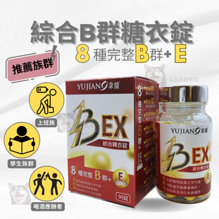 [聿健綜合B群糖衣錠 現貨]B群 綜合維他命 維他命B群 90錠 維生素B 維他命 聿健 聿健B群