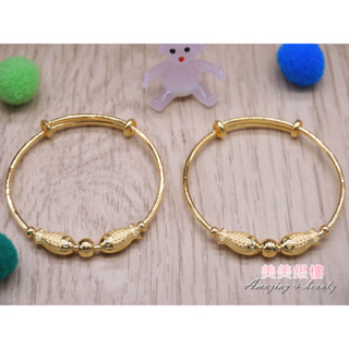美美銀樓 9999黃金 黃金手鍊 彌月嬰兒雙鯉魚 雙魚 造型手環