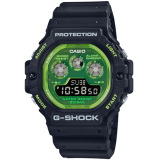 【CASIO】卡西歐 G-SHOCK 耀眼夏日數位樹脂腕錶/黑x綠面 DW-5900TS-1 臺灣卡西歐保固一年