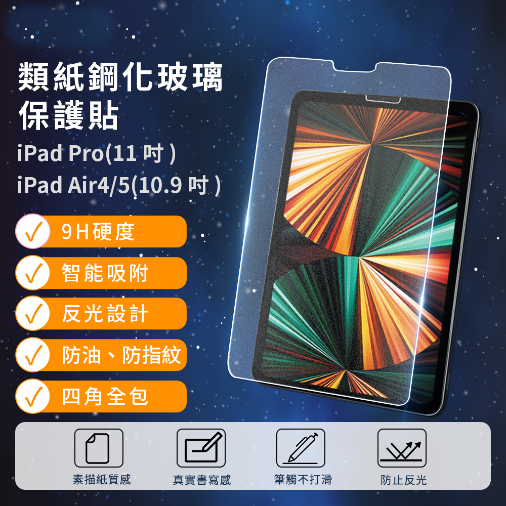 類紙鋼化玻璃保護貼-For iPad Pro(11吋) Air4/5(10.9吋)  [伯特利商店]