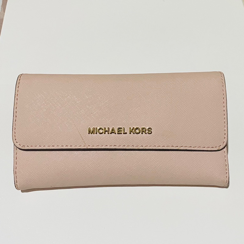 ✨免運❤️Michael Kors MK 粉色長夾 專櫃款 防刮皮革