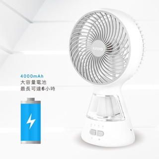 KINYO 耐嘉 8吋充電式照明涼風扇 (CF-5800) USB靜音桌立風扇 無線風扇 桌扇 循環扇 夏日必備 登山
