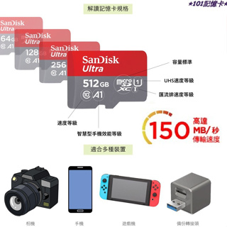 【公司貨】SanDisk Ultra 512G /256G/128G MicroSD SWITCH 備份豆腐 專用記憶卡