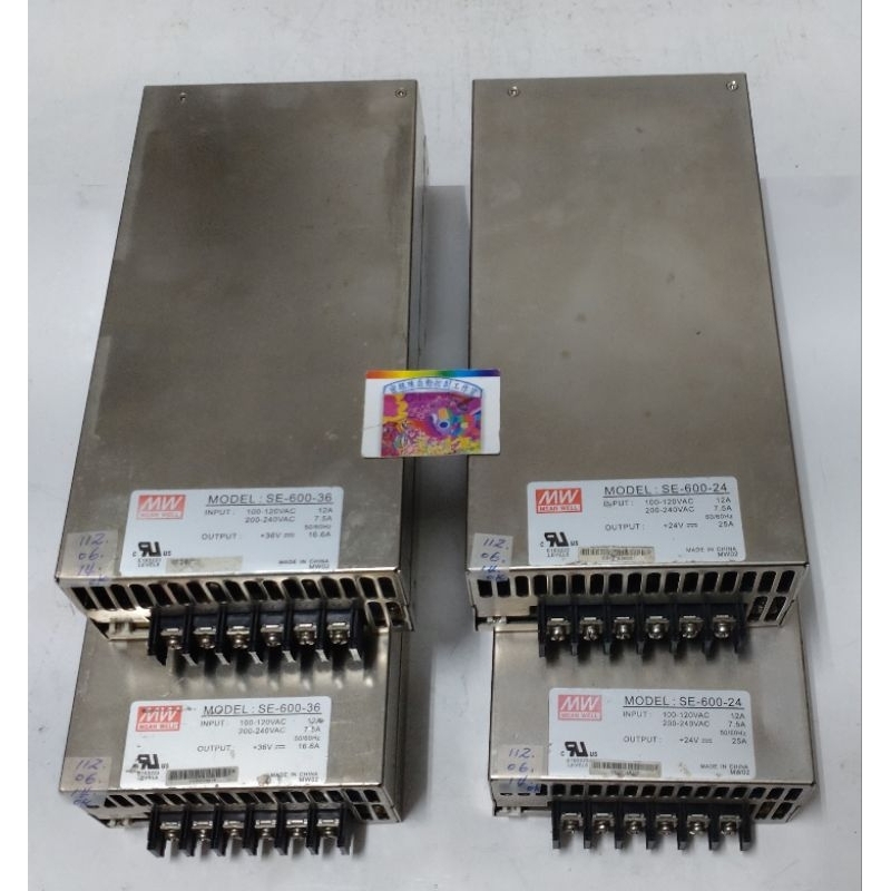 🌞二手現貨保固MW明緯 SE-600 /-24 /-36變壓器DC24V 36V 600W工業電源供應器 內置直流風扇