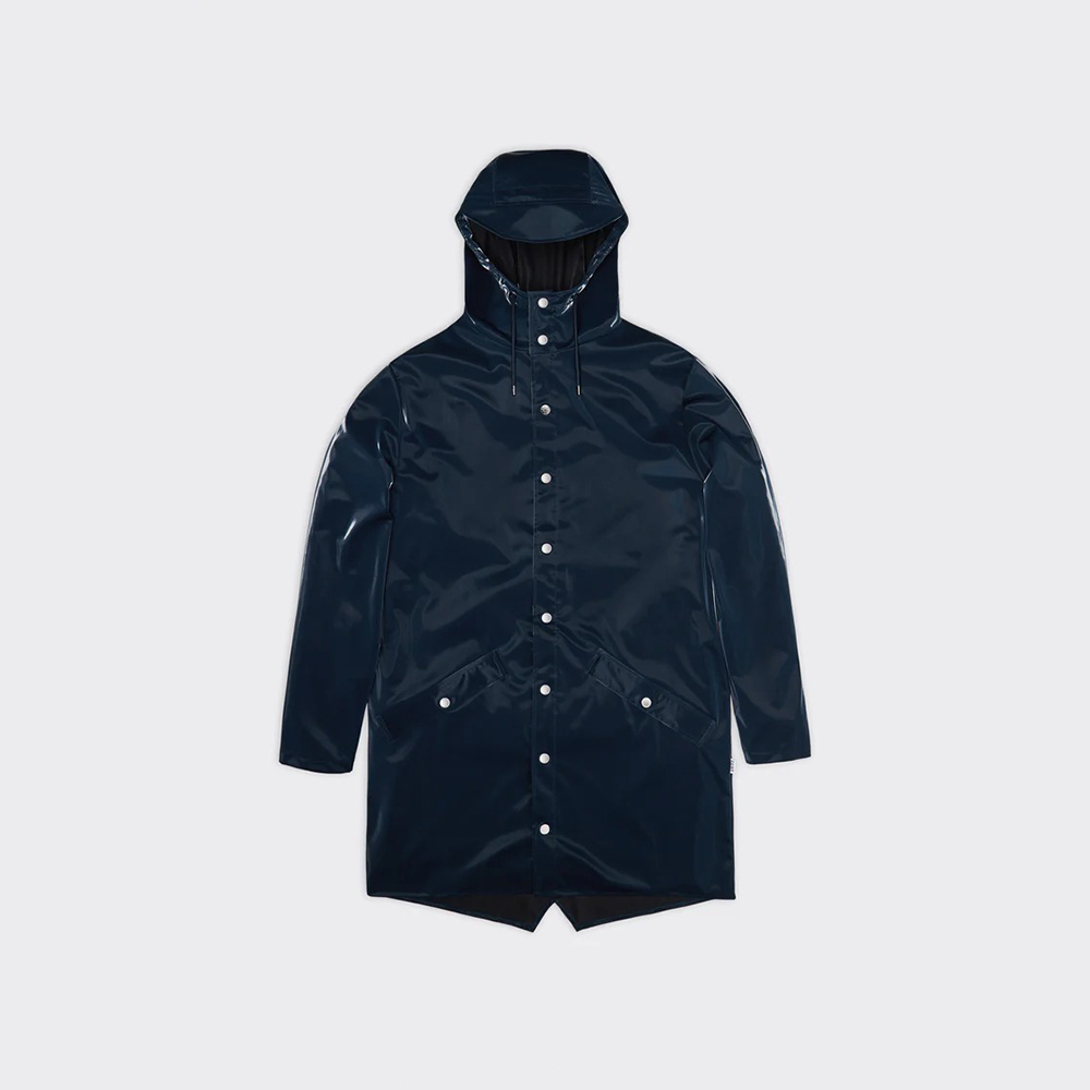 RAINS Long Jacket W3_47 Navy經典基本款加長版防水外套/ 海軍藍　eslite誠品