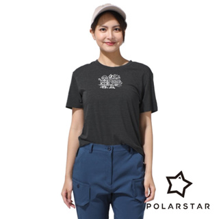 【PolarStar】女吸排休閒印花圓領衣 『黑色』P23804 戶外 登山 露營 休閒 時尚 上衣 吸濕 排汗