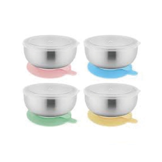 貝喜力克 不鏽鋼雙層隔熱吸盤碗 (共四色) 雙層防燙 兒童餐具 三色碗 學習餐具