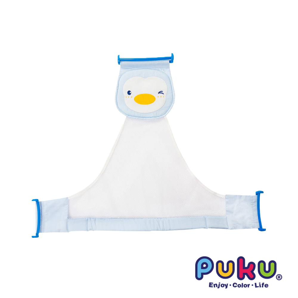 PUKU藍色企鵝 【福利品】日沐可調式沐浴網-水色
