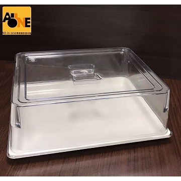 ~All-in-one~【附發票】透明蛋糕盤 PC透明蓋 1/2份數盆 食物保鮮蓋 蛋糕點心盤 展示蓋 白色展示盤