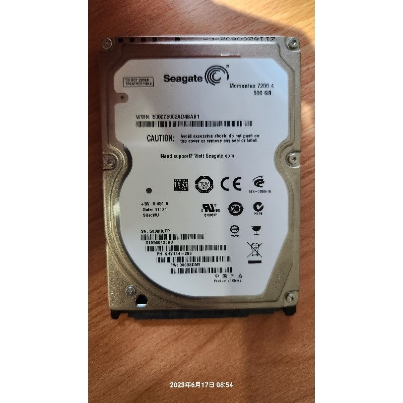 Seagate 500GB 筆電硬碟